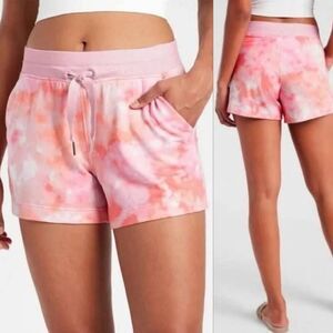 Athleta Balance Printed 4" Shortie Shorts Women Small Tie Dye Drawstring Stretch